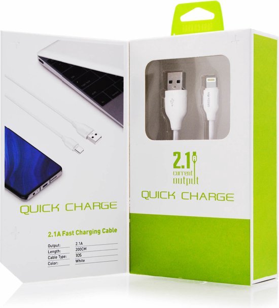 Lightning naar USB kabel voor iPhone en iPad | 1 meter | Green On