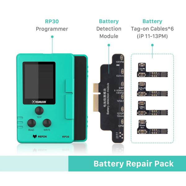 REFOX RP30 multifunctionele programmer + Batterij Module + Tag-On Flex Kabels (iPhone 11-13PM)