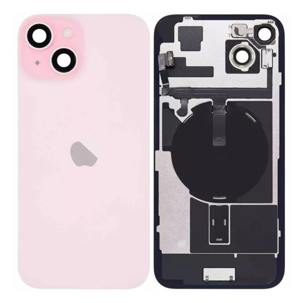 iPhone 15 Plus Achterkant Glas Roze met Frame en NFC + Zaklamp Flexkabel met Logo