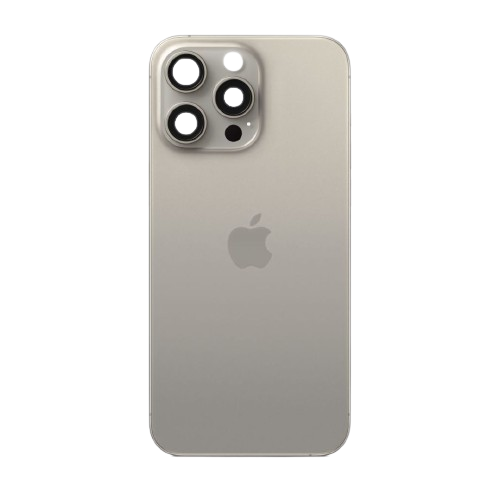 iPhone 15 Pro Max Achterkant Glas met Logo Grijs met Frame Magneten en Camera lenzen