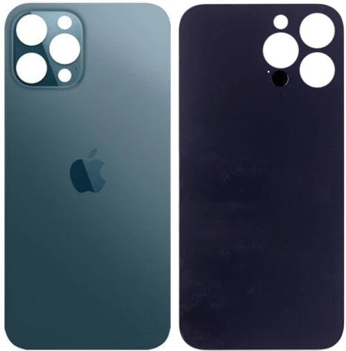 iPhone 12 Pro Achterkant glas | Met logo | Big hole | Donker blauw